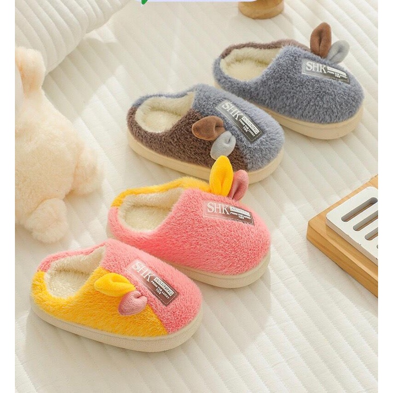 Dép bông trong nhà, dép dành cho bé Mix 2 màu tinh tế, dép lông siêu êm mềm mượt. SC06