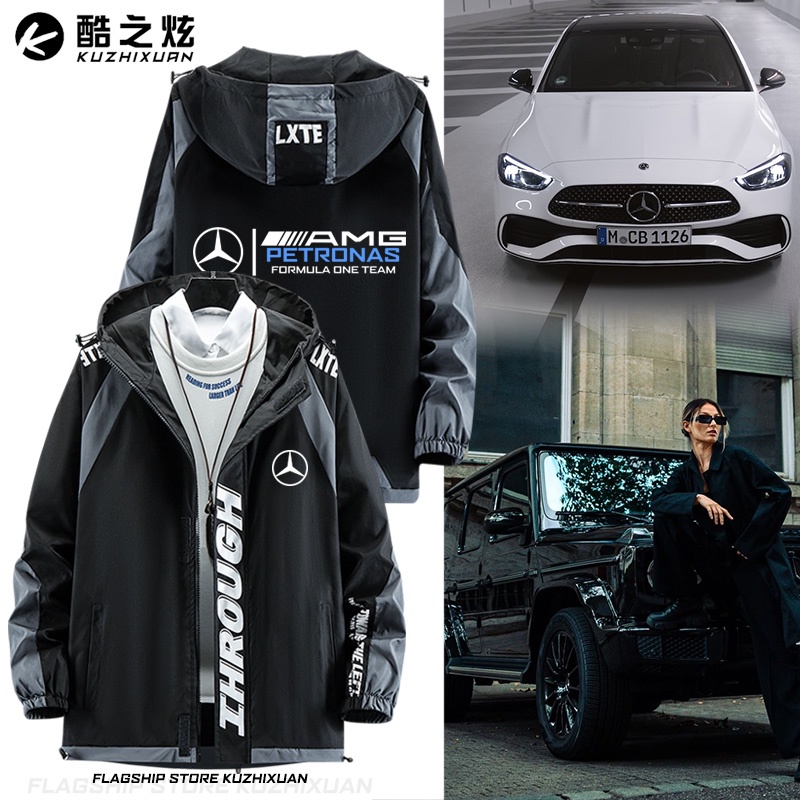 Áo Khoác Cardigan Có Mũ Trùm In Logo Amg Mercedes Benz 4S Thời Trang Mùa Xuân Cho Nam Và Nữ