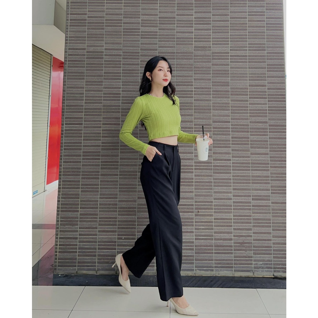 Áo thun crop tay dài bibe