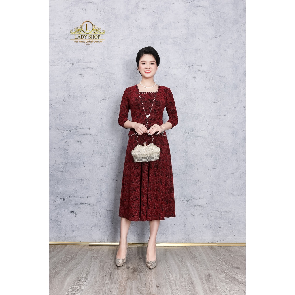 Đầm Peplum nhũ hoa kết phalê Ladyshop thời trang trung niên cao cấp TK986