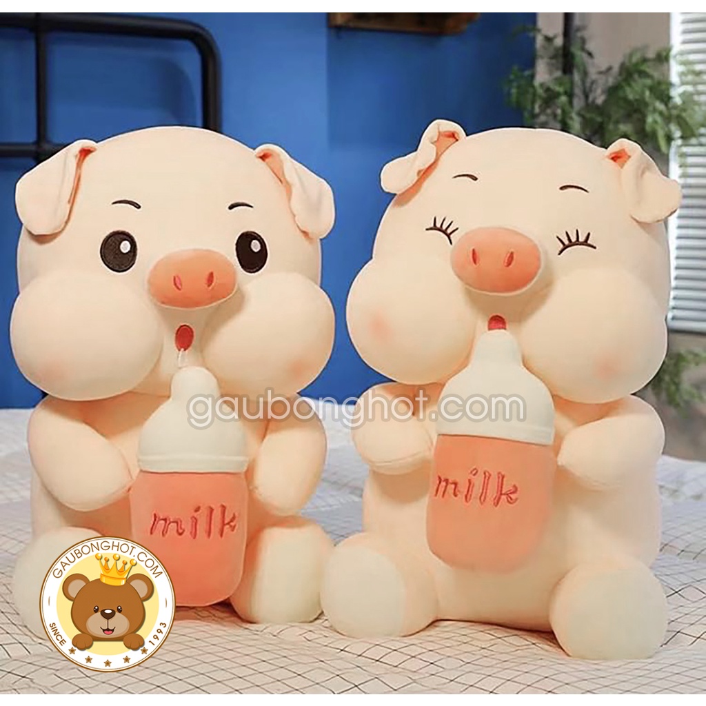 Gấu Bông Heo Ôm Bình Sữa, Heo Sữa, Lợn Sữa, Thú Bông Heo Dễ Thương ❤️Xưởng Gấu Hoa Bình❤️