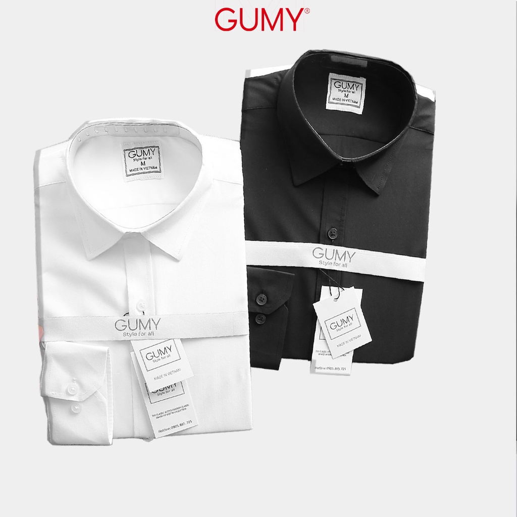 Áo Sơ Mi Nam Tay Dài Trắng Đen GUMY SM008 Công Sở Đẹp dáng ôm, vải chéo không nhăn, thấm hút mồ hôi tốt