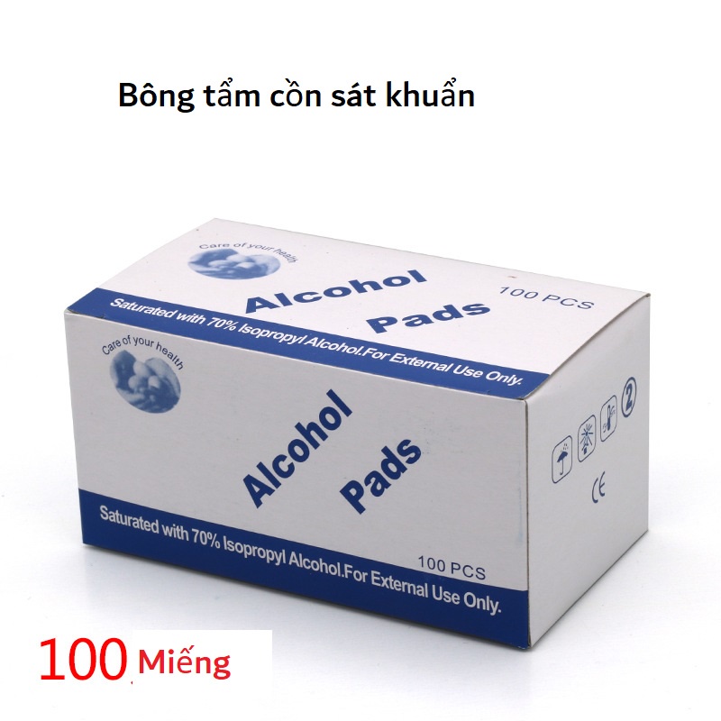 Hộp 100 bông tẩm cồn sát khuẩn
