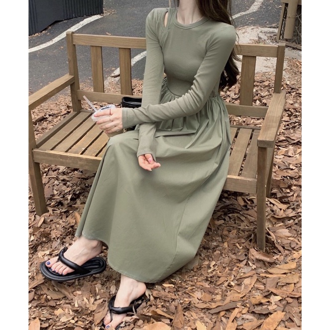 VÁY BODY thân dài  thu đông len tăm xếp xoè co giãn bốn chiều hot trend thu đông 2022