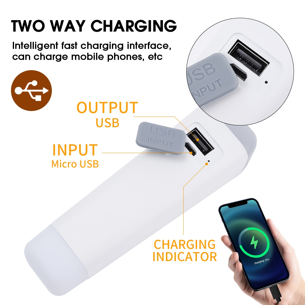 Đèn Pin LED Mini 2 Trong 1 Độ Sáng Cao Chống Thấm Nước Có Thể Sạc Lại Bằng Cổng USB