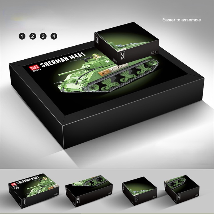 Đồ chơi giáo dục Lắp ráp Mô hình xếp hình xe tăng Quan Guan100081 Sherman M4A1 Tank