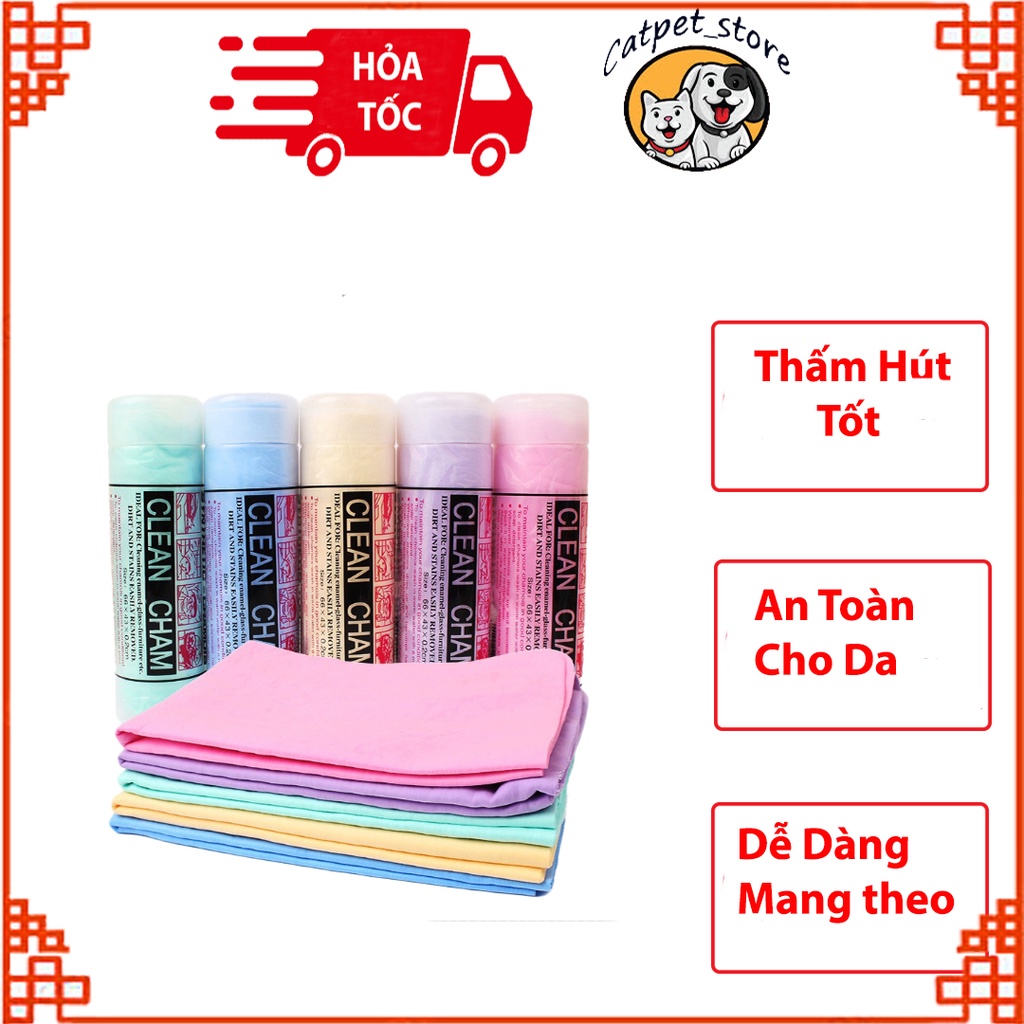 Khăn tắm chó mèo Clean Cham siêu thấm hút - Khăn lau đa năng, siêu thấm đa công dụng (Size to) - CatPet