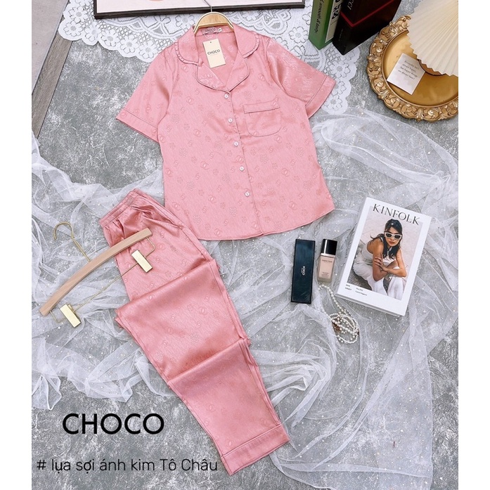 bộ lụa SAM - choco cao cấp ko nhăn siêu đẹp bộ pijama ngắn tay quần dài bộ mặc nhà đẹp bộ ngủ lụa