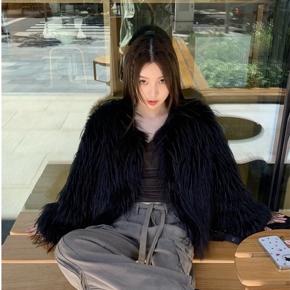 𝐎𝐑𝐃𝐄𝐑. Áo Khoác Lông Sợi Dài Hoang Dã Sexy