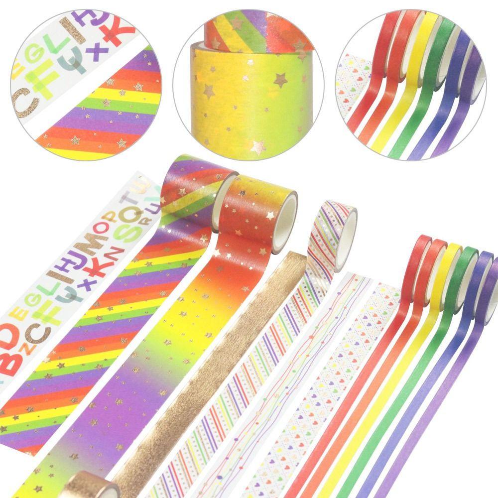 CHOOKEY 13 Cuộn Băng Keo Dán Trang Trí Hình Cầu Vồng