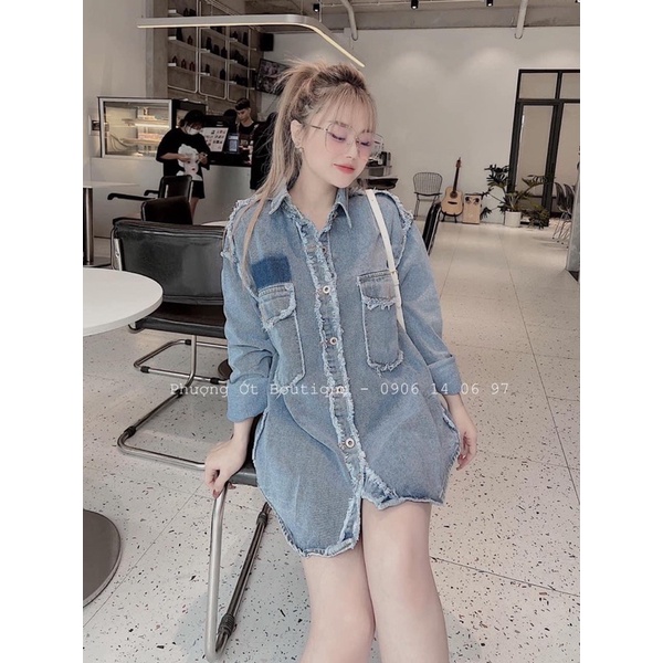 ÁO SƠ MI BÒ 2 TÚI VIỀN TUA RUA