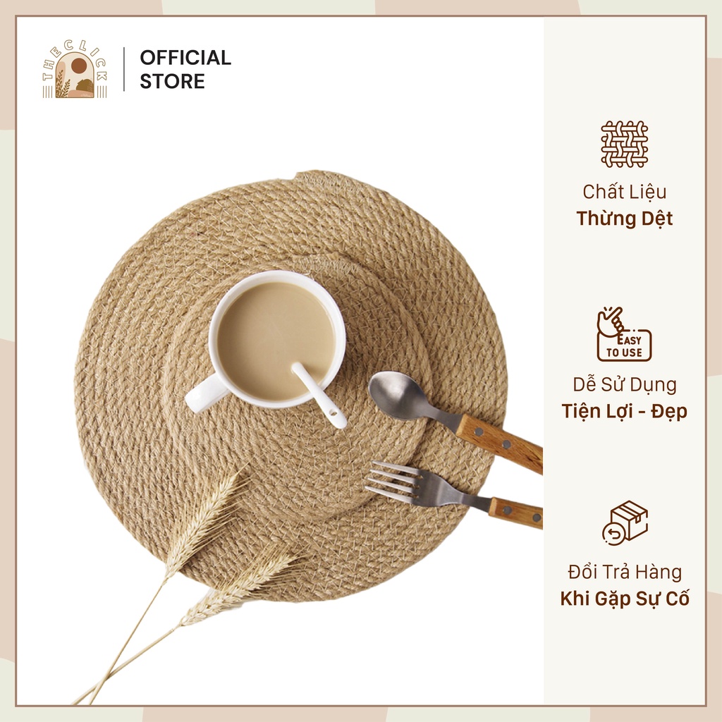 Miếng Lót Bàn Ăn Dây Thừng Dệt Cao Cấp DECOR Chụp Ảnh Chống Trượt Dụng Cụ Nhà Bếp An Toàn Sức Khỏe Và Môi Trường