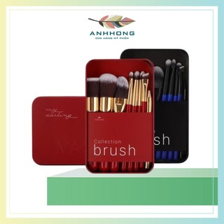 (Thanh lý hộp xấu nhẹ) Bộ cọ trang điểm hộp sắt 8 cây Collection Vacosi Makeup House BC24