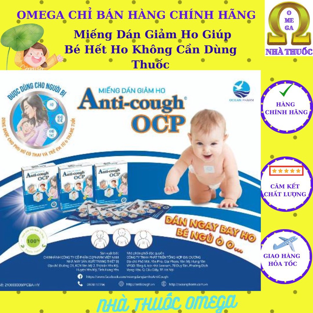 01 MIẾNG DÁN GIẢM HO ANTI COUGH (1 miếng 11K, Hộp 10 miếng) Giúp Bé Giảm Ho Hiệu Quả Không Cần Dùng Thuốc