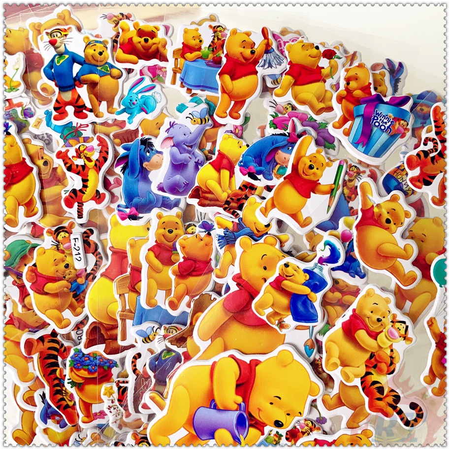 DISNEY ▶ Bộ 5 Tấm Hình Dán Nhân Vật Hoạt Hình Winnie The Pooh Q-2 ◀ Miếng Dán PVC 3D Chống Thấm Nước Chất Lượng