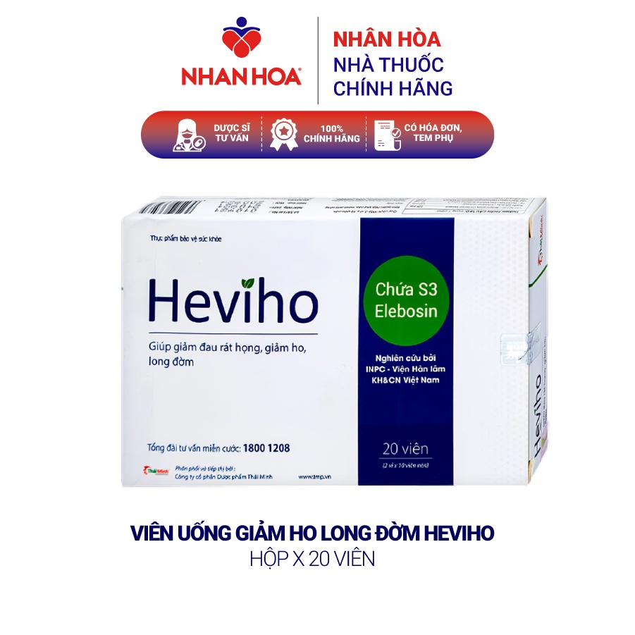 Viên Uống Giảm Ho Long Đờm Heviho hộp 20 viên