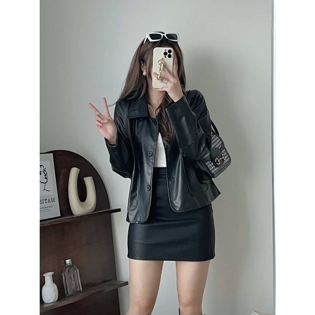 [NEW]ÁO KHOÁC DA LỬNG TÚI BỤNG “FAIRY” siêu trendy