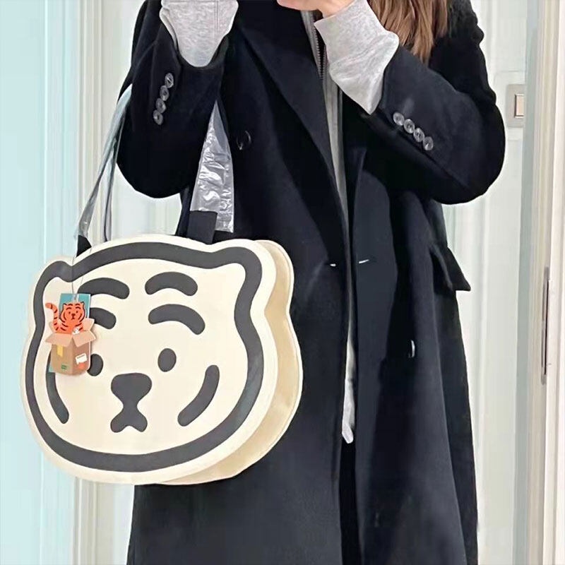 Mischa Túi Đeo Vai canvas Sức Chứa Lớn Hình Đầu Hổ Dễ Thương