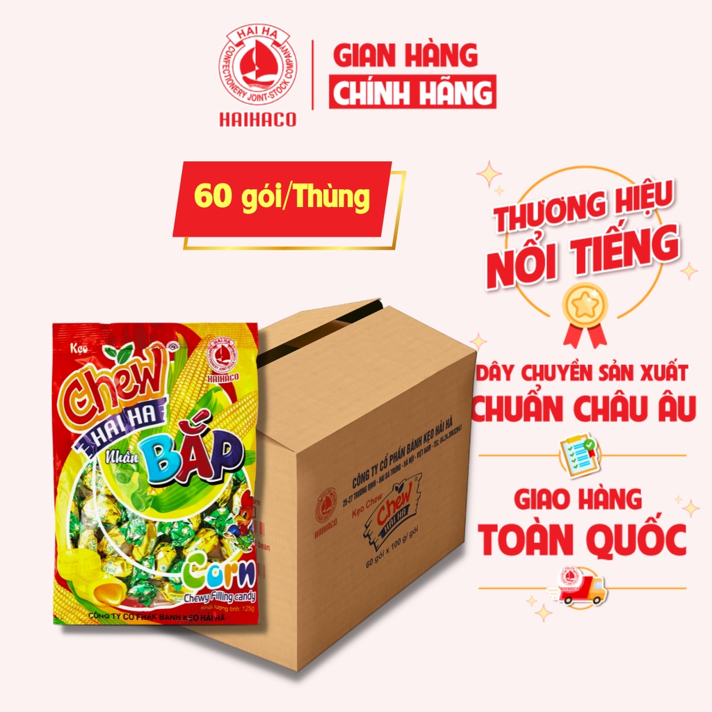 [THÙNG GIÁ SỈ] Kẹo Chew Bắp Hải Hà Túi 100g - 60 Túi/Thùng