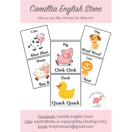 (GIÁO CỤ HOT) Bộ thẻ Animals Sounds - Tiếng kêu các con vật 12 chi tiết