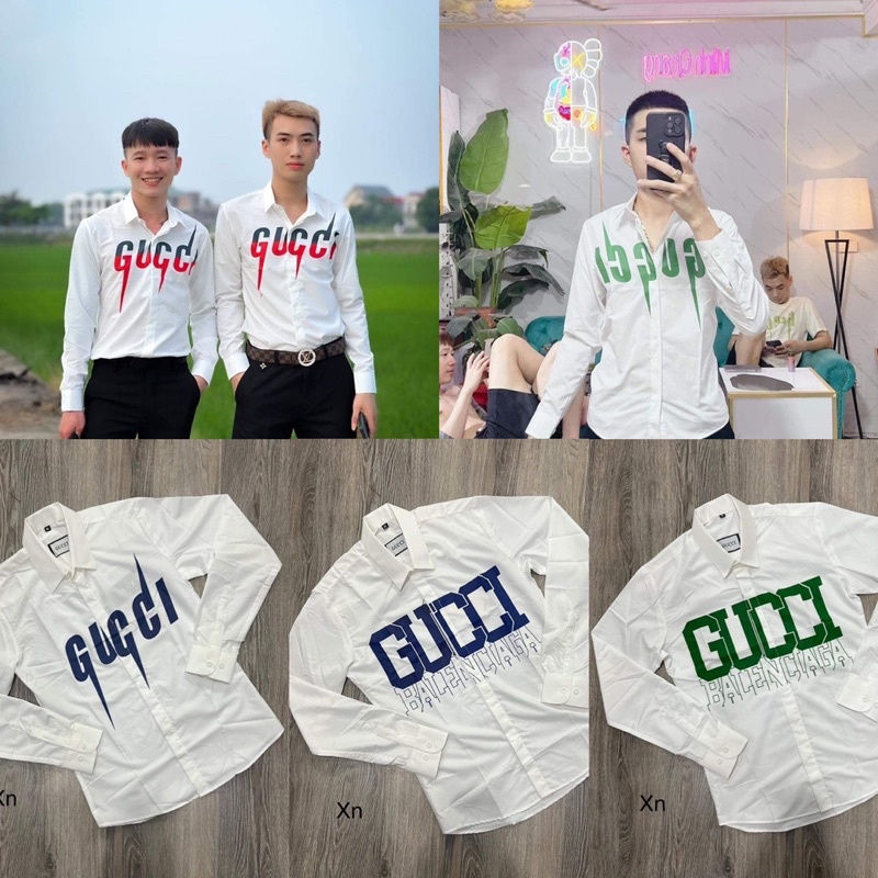 [HÀNG CAO CẤP] Áo sơ mi nam dài tay, Áo sơ mi trắng Gucci