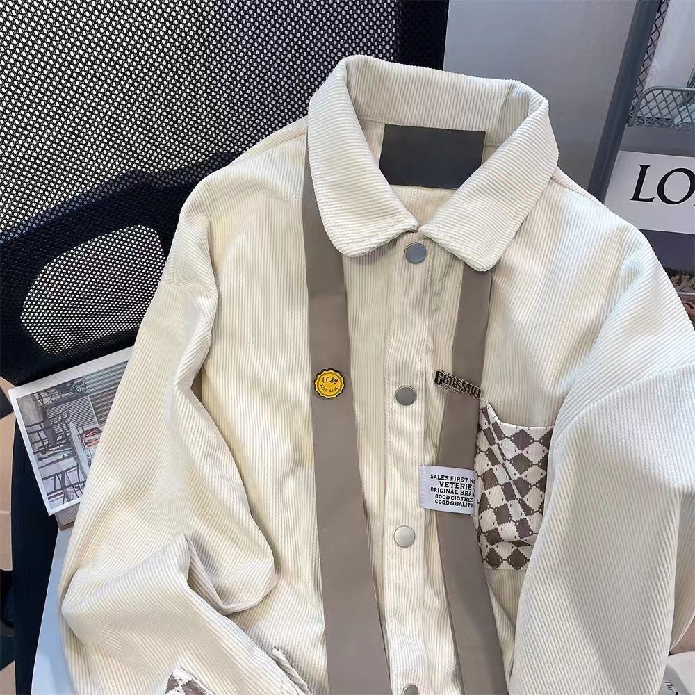 Áo Khoác Sơ Mi Tay Dài Dáng Rộng Màu Sắc Tương Phản Phong Cách Hàn Quốc Thời Trang Cho Nữ