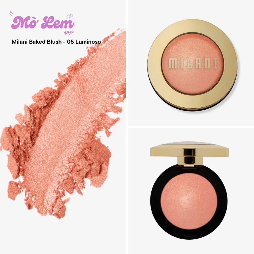 Má Hồng Milani Baked Blush Chất Phấn Bám Lâu, Nhũ Nhẹ Siêu Glowy- Hàng Mỹ | Molembodycare