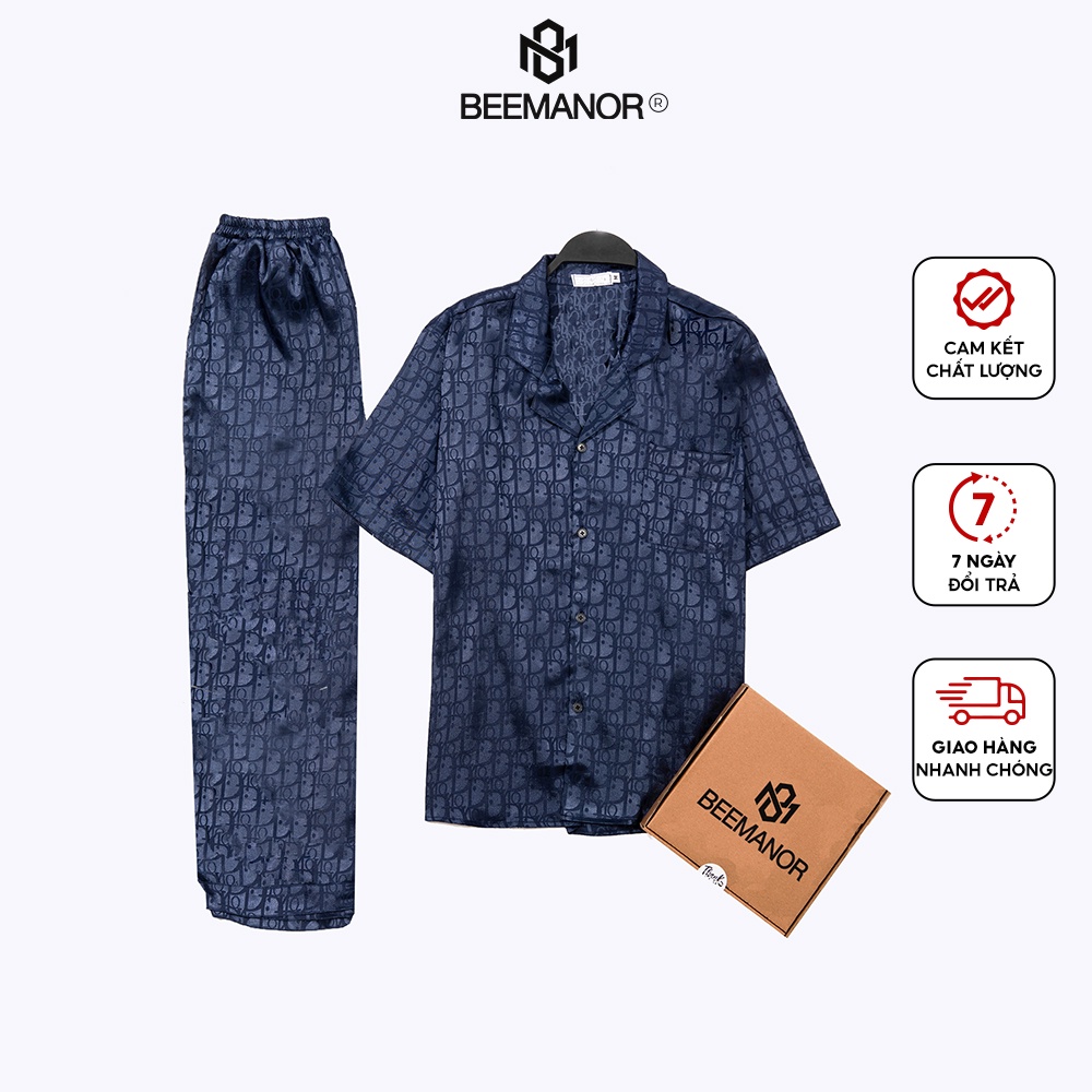 Bộ đồ ngủ nam Pijama lụa cao cấp mềm mịn,thoáng mát với thiết kế tinh tế, đường may tỉ mỉ D21