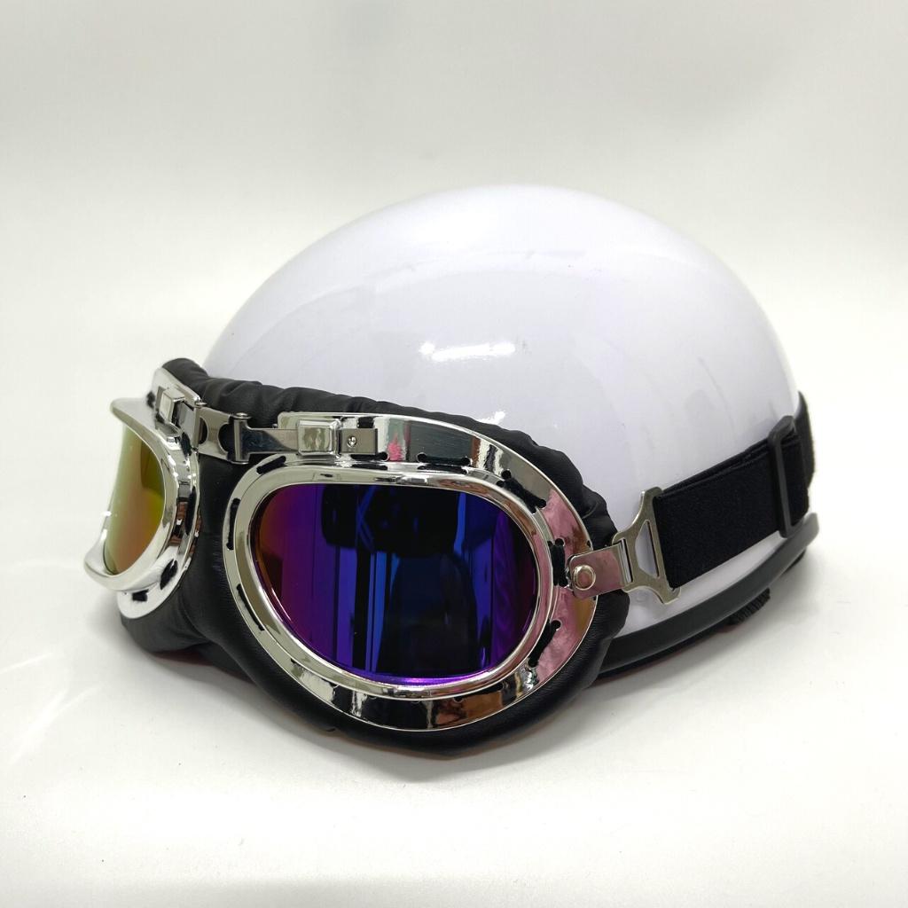 Mũ Bảo Hiểm Nửa Đầu Kèm Kính Phi Công, 16 màu hàng công ty