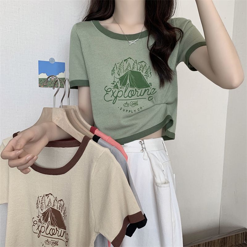 Áo Thun Dệt Kim Tay Ngắn Phong Cách Thời Trang Mùa Hè 2022 Mới