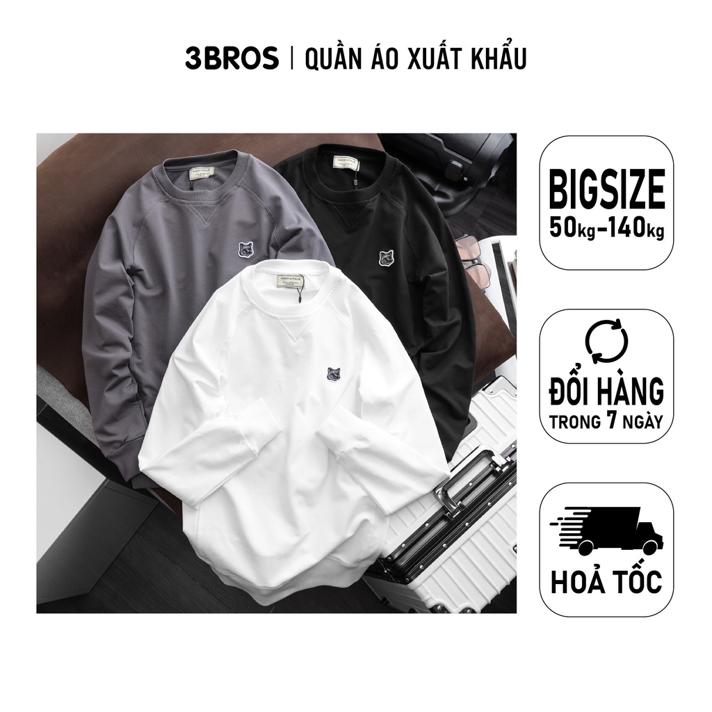 Áo tay dài nỉ da cá xuất dư form unisex , Áo tay dài nam thu đông bigsize ( 50kg - 100kg ) - 3bros