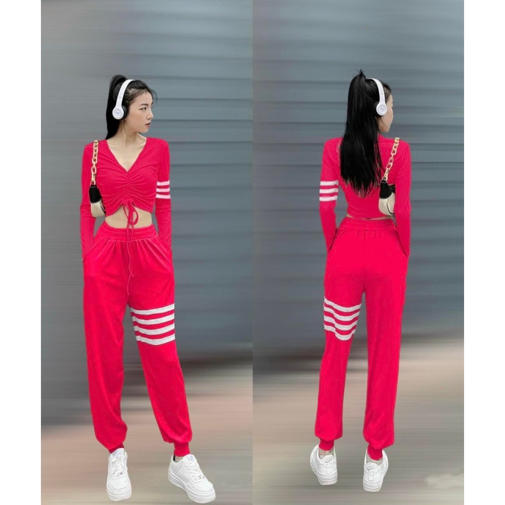 Đồ tập gym nữ,đồ tập thể thao áo dài tay rút dây quần jogger siêu xịn tập gym yoga zumba aerobic Lulushop