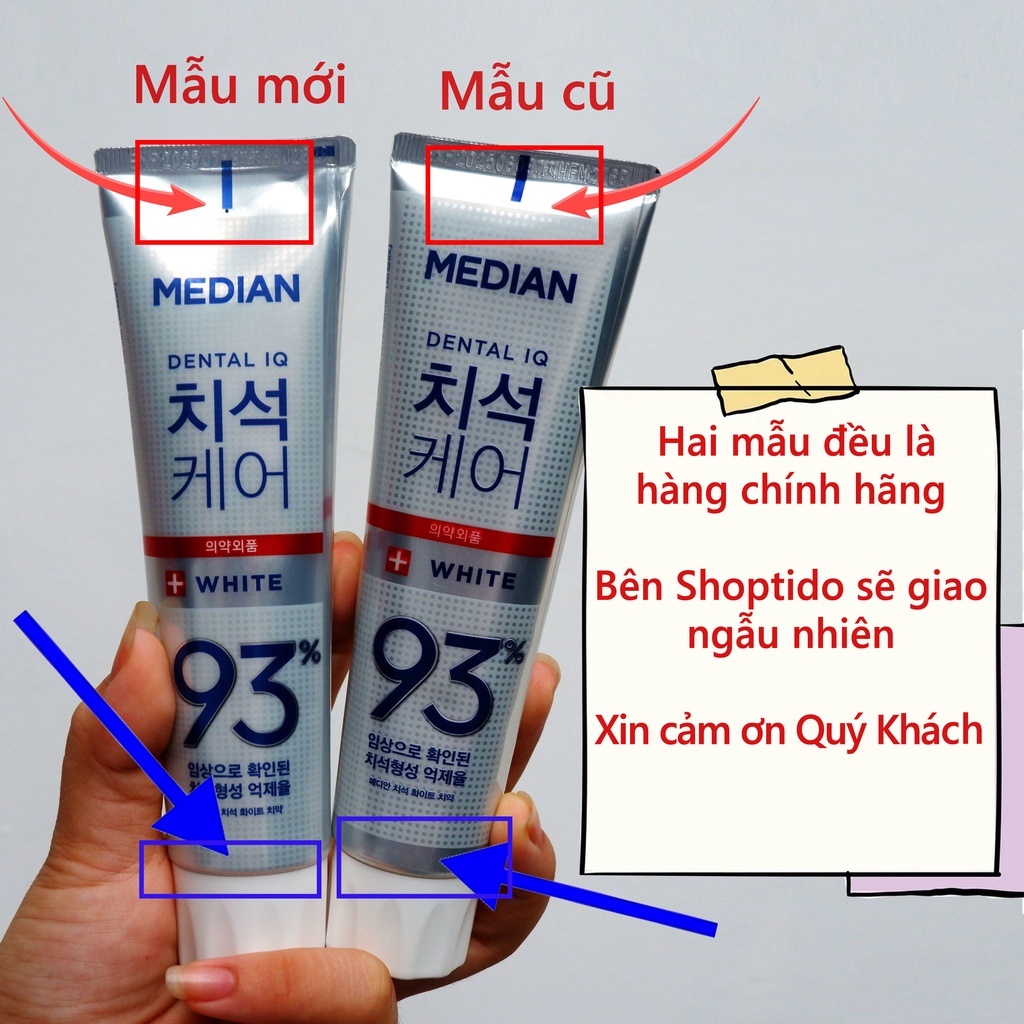 Kem đánh răng Hàn Quốc trắng răng MEDIAN DENTAL IQ 93% 120g sáng bóng NCC Shoptido