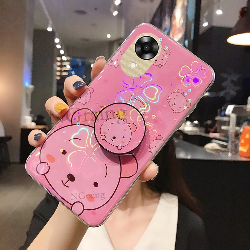 Ốp Điện Thoại Cho Oppo A17k Hoạt Hình Dễ Thương Gấu Silicon Có Giá Đỡ Nhiều Màu Sắc Hoa Anh Đào Vỏ 2022