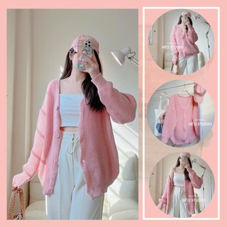 Áo Khoác Cardigan Len Hồng Hèo Studio