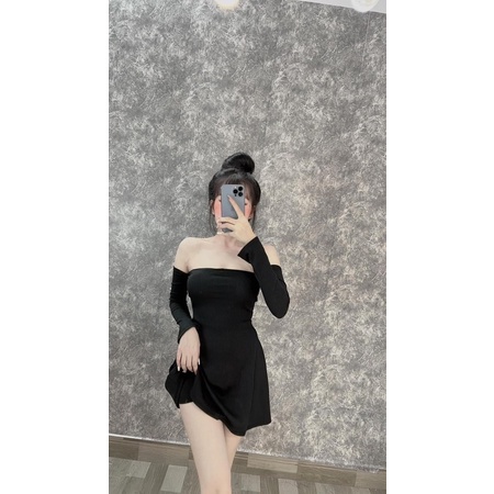 Đầm trễ vai kèm quần thun gân EDNA OOTD