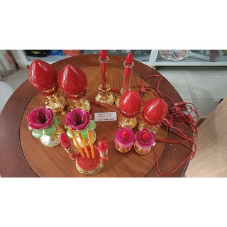 Lư hương điện , cặp đèn thờ điện đã bao gồm bóng đèn ớt