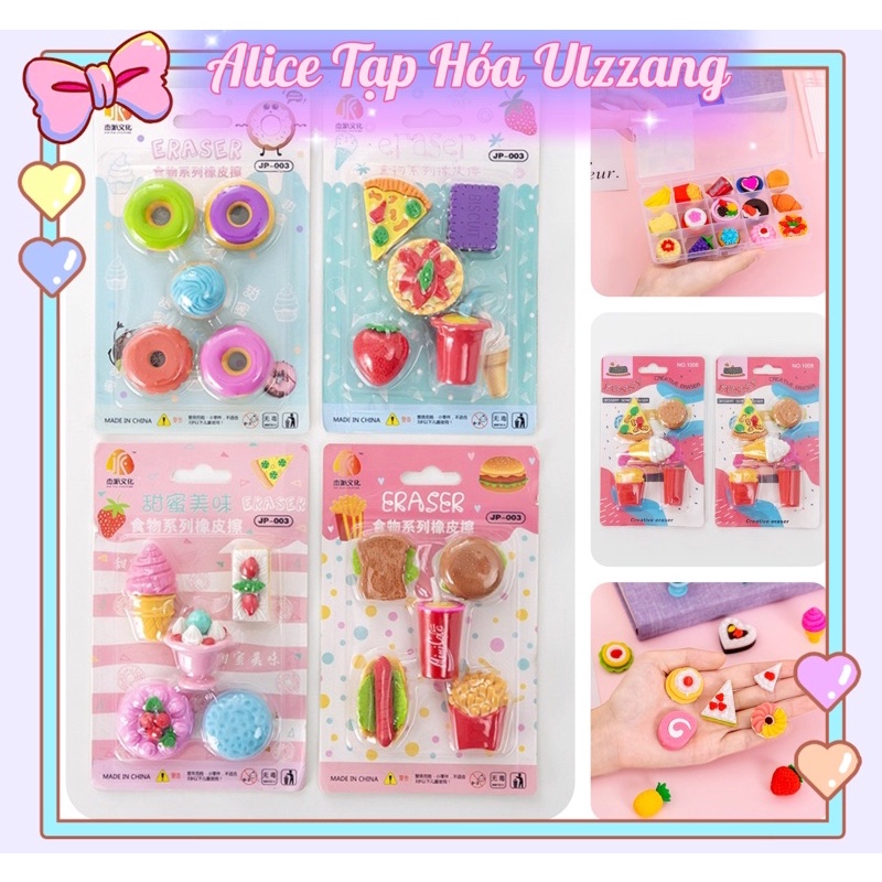 Set Gôm Tẩy Hình Đồ Ăn Dễ Thương Sáng Tạo Nhiều Mẫu ALICE075