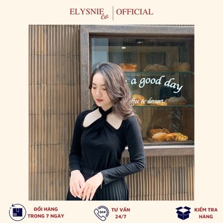 Áo nữ len tăm cổ điệu kiểu cách elysnie.co desgin