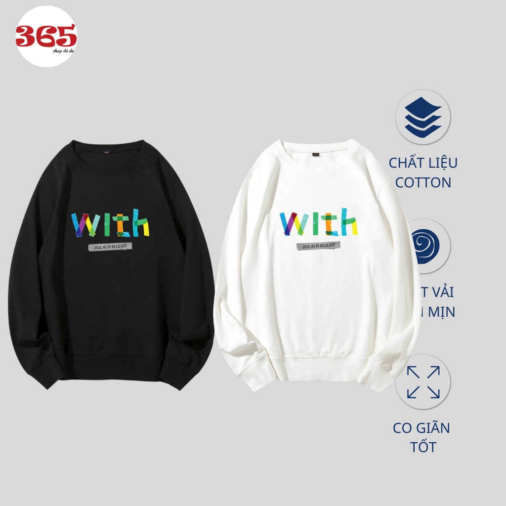 Áo đôi unisex nam nữ , áo nỉ sweater dài tay nam nữ chất đẹp WITH