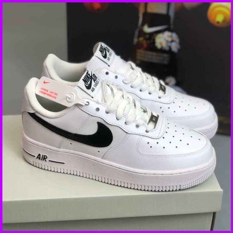Giày_Nike Air force 1 trắng vệt đen, giày af1 bản cao cấp chuẩn trung full box + bill