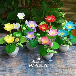 Hoa Đất Sét Mini- Hoa Sen Mini 12cm