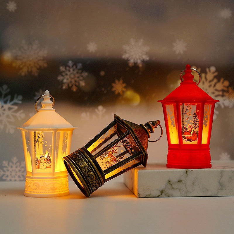 1 Đèn Dầu Hình Ngôi Chùa Giáng Sinh / Đèn Treo Trang Trí Cây Thông Noel