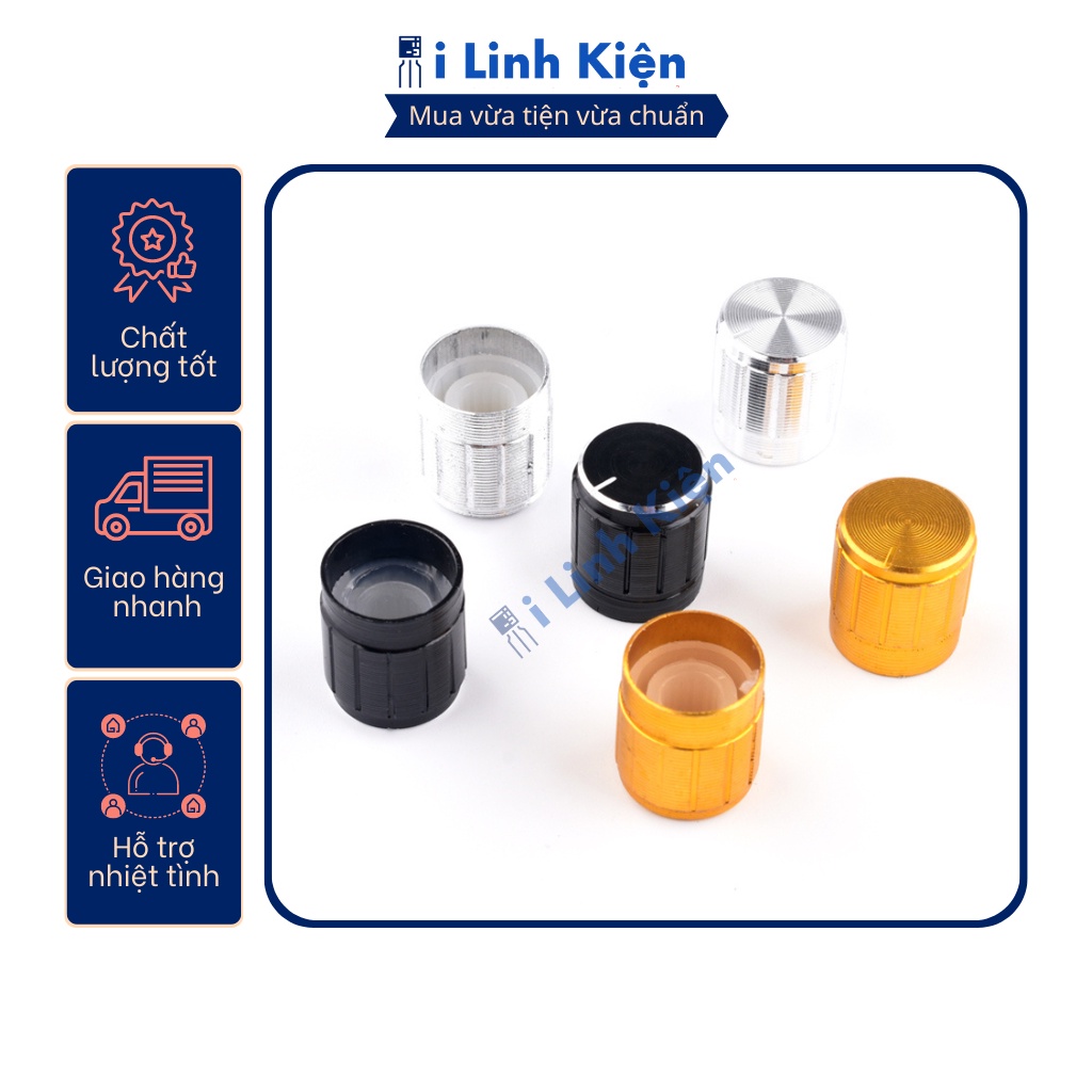 Núm chiết áp nhôm 15x17mm WH148 màu đen