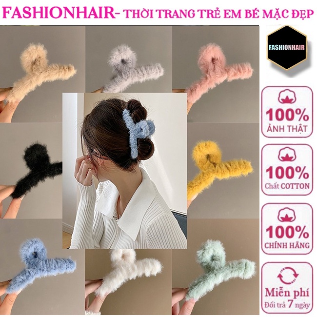 Kẹp tóc càng cua phối lông Hàn Quốc nữ đẹp