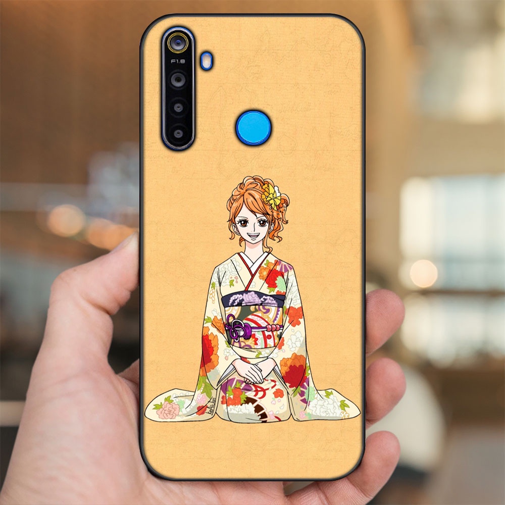 Ốp lưng Realme 5, 5 Pro viền đen in hình Nami One Piece Đảo Hải Tặc