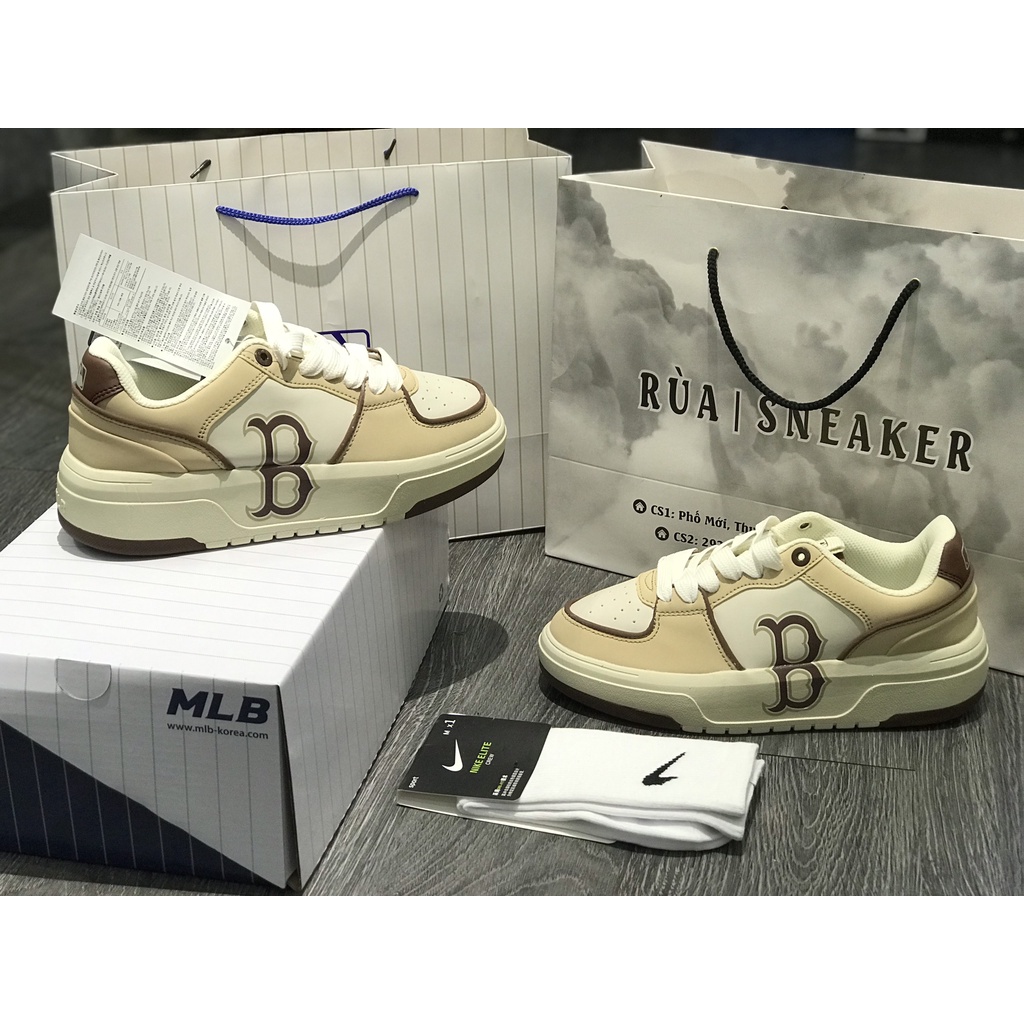 Siêu Phẩm Giày Thể Thao Sneaker M/LB Liner Boston Redsox Chữ B Nâu Thấp Cổ Cao Cấp Ảnh Thật +Freeship