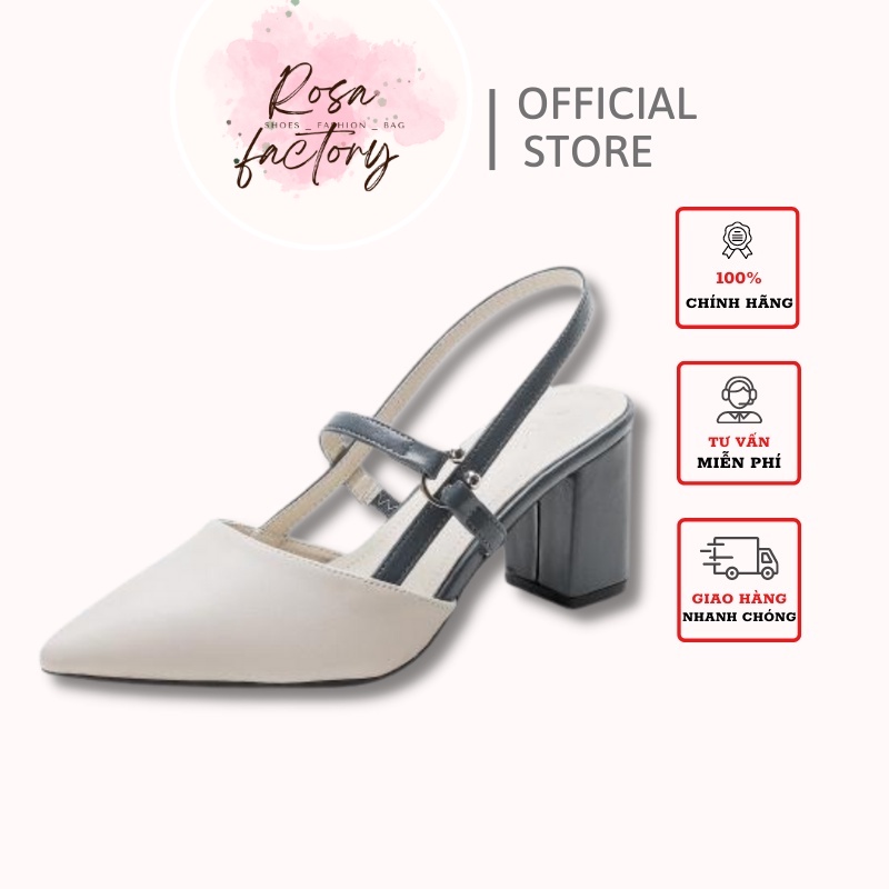 Giày Cao Gót Gót Trụ Cao 7cm Bít Mũi Phối Màu Tinh Tế Thời Trang CG-0605/ROSA