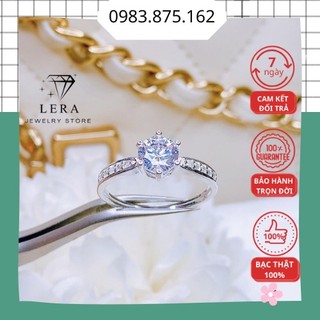 Nhẫn nữ bạc ta đá cao LERA, nhẫn bạc 925 đính đá nữ sang chảnh thiết kế tại trang sức bạc Lera Long Biên Hà Nội