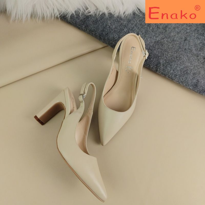 Giầy bít mũi nhọn slingback enako tp13460 - giầy mũi nhọn quai cài hậu gót cao 9cm